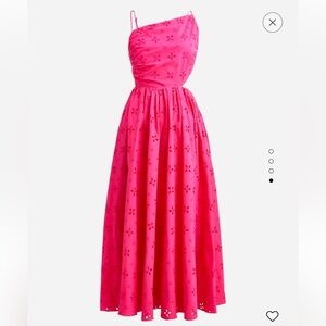 NWT J.Crew Collection Side Cutout Pink Eyelet Midi Dress Sz. 16